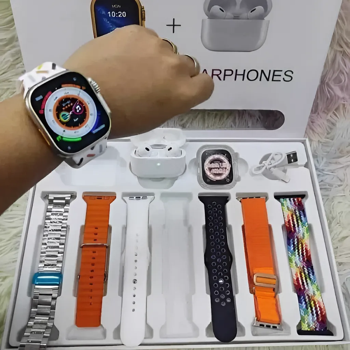 I20 Ultra Max suit Smart Watch 10 in 1 box 2.3inch large screen with 7 strips smartwatch With Airpords2