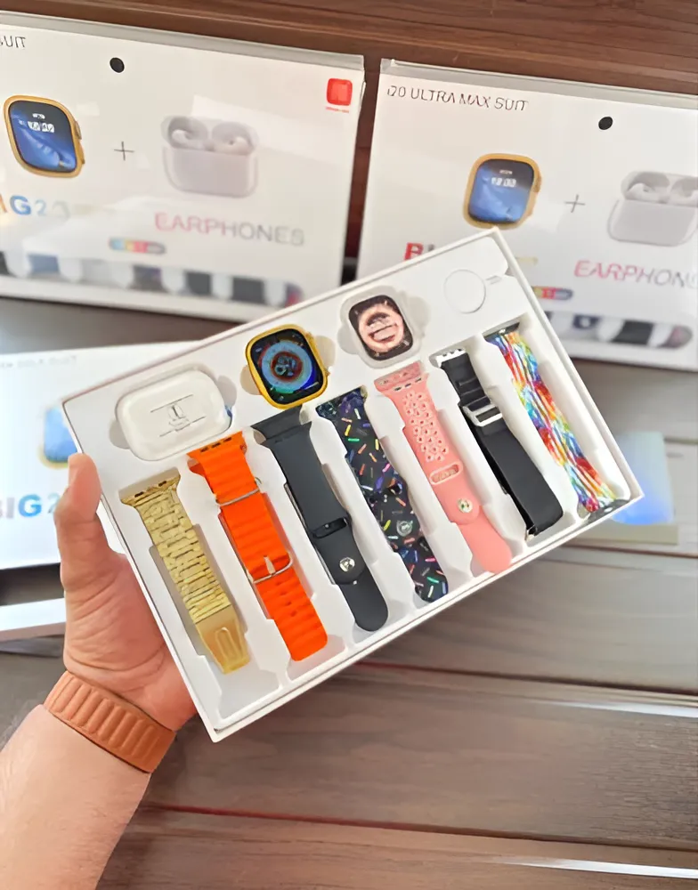 I20 Ultra Max suit Smart Watch 10 in 1 box 2.3inch large screen with 7 strips smartwatch With Airpords2