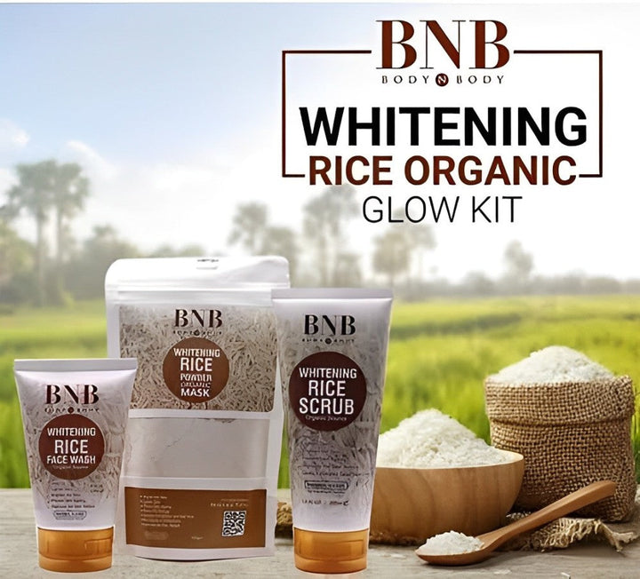 BNB Rice Extract Bright & Glow Kit ( Rice Face Wash + Rice Scrub + Rice Mask )